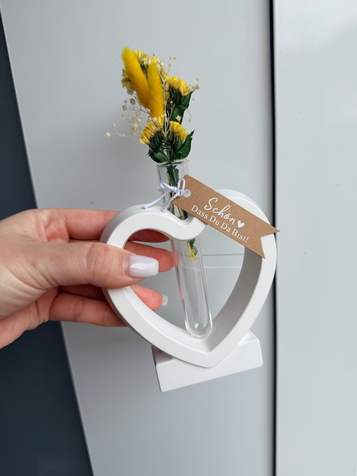 SOFORTKAUF Herz Vase - verschiedene Farben | Geschenkset | Trockenblumen | Personslisiert