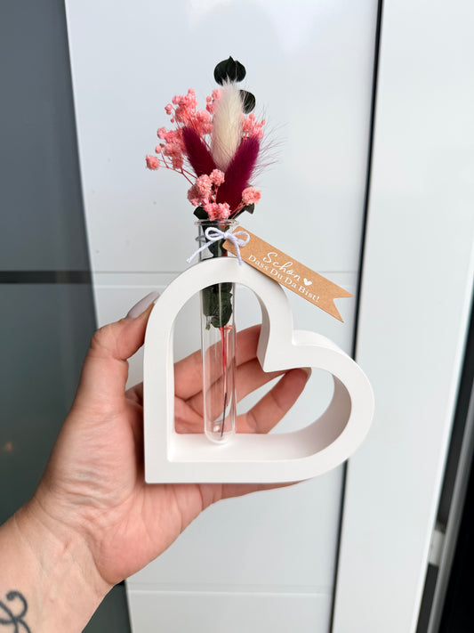 SOFORTKAUF Herz Vase - verschiedene Farben | Geschenkset | Trockenblumen | Personalisiert