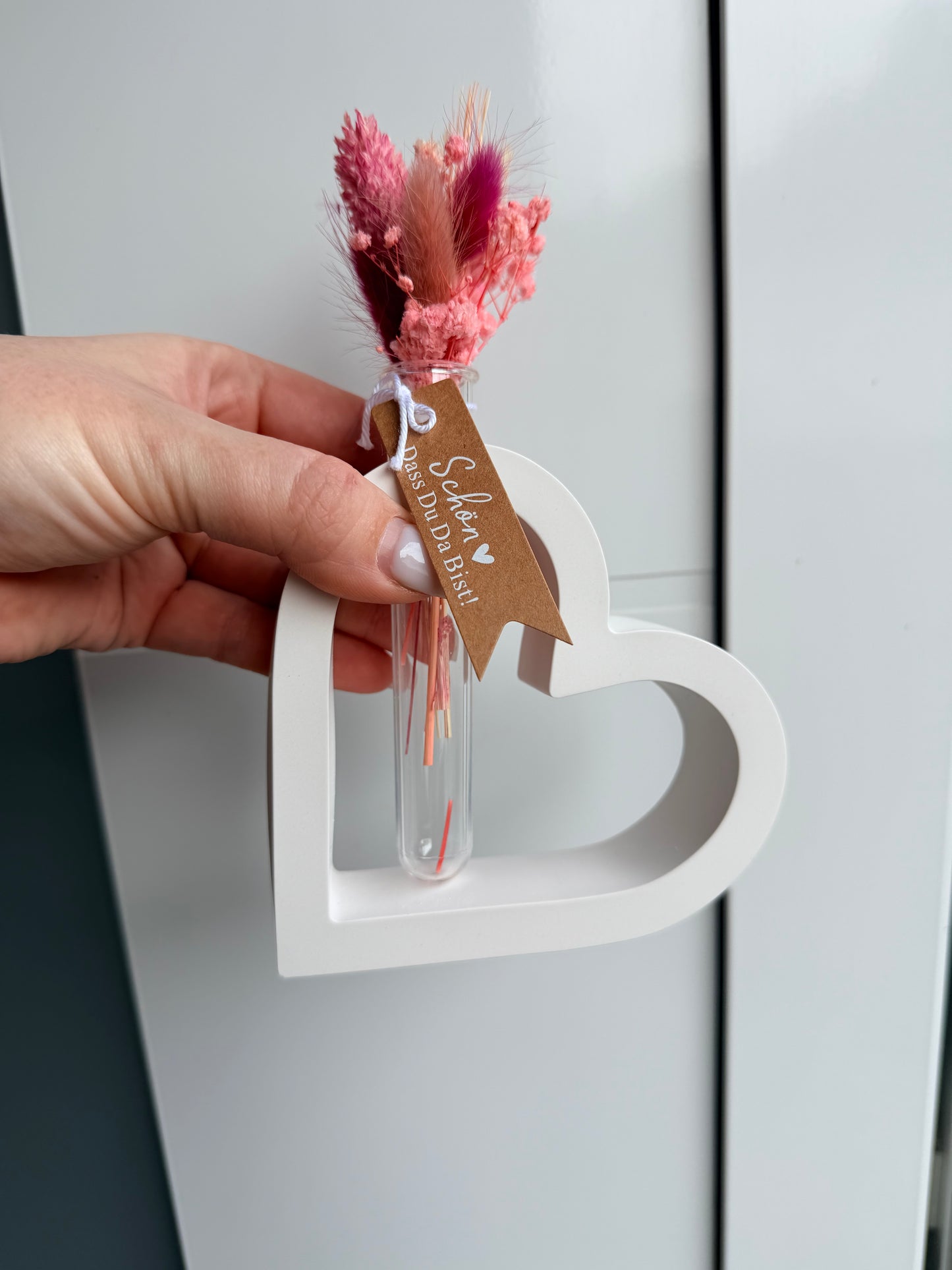 SOFORTKAUF Herz Vase - verschiedene Farben | Geschenkset | Trockenblumen | Personslisiert