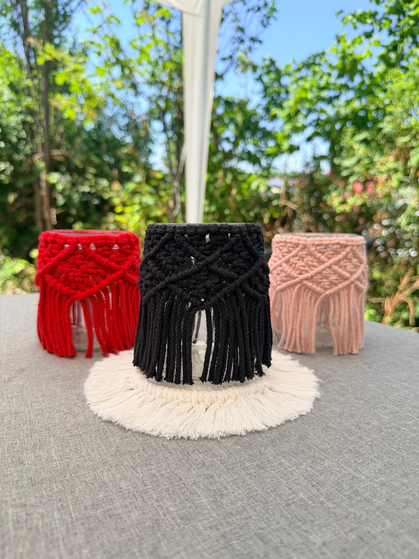 Sofortkauf Makramee Windlicht | Wohn - Accessoires | Hochzeit | Camping | Kordel & Makramee | Boho Deko | Kerzenhalter