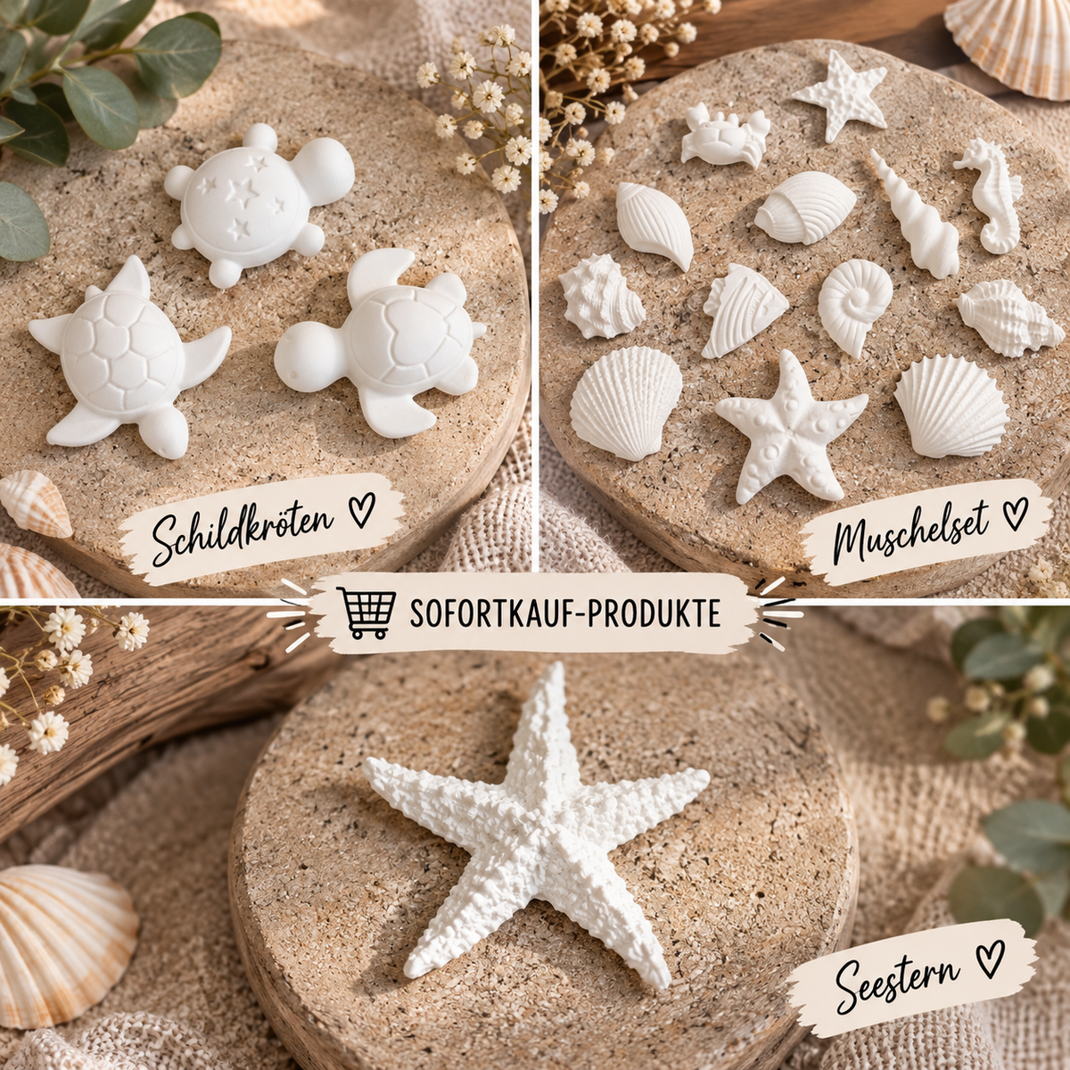 Sofortkauf Muschel Set | Schildkröte | Seestern | Maritime Deko |