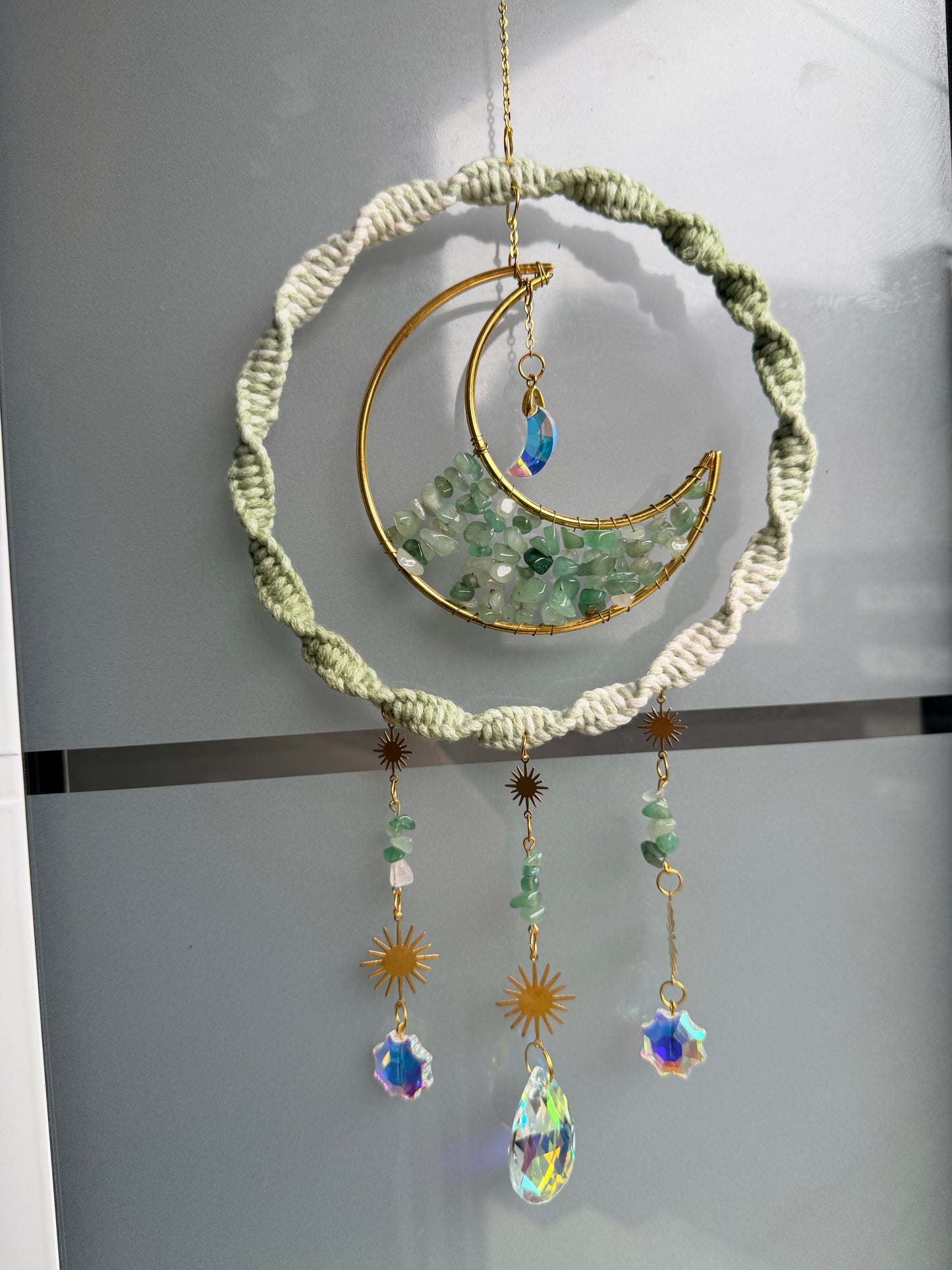 Ring Mond Steine GOLD Sonnenfänger | Sonnencatcher Makramee
