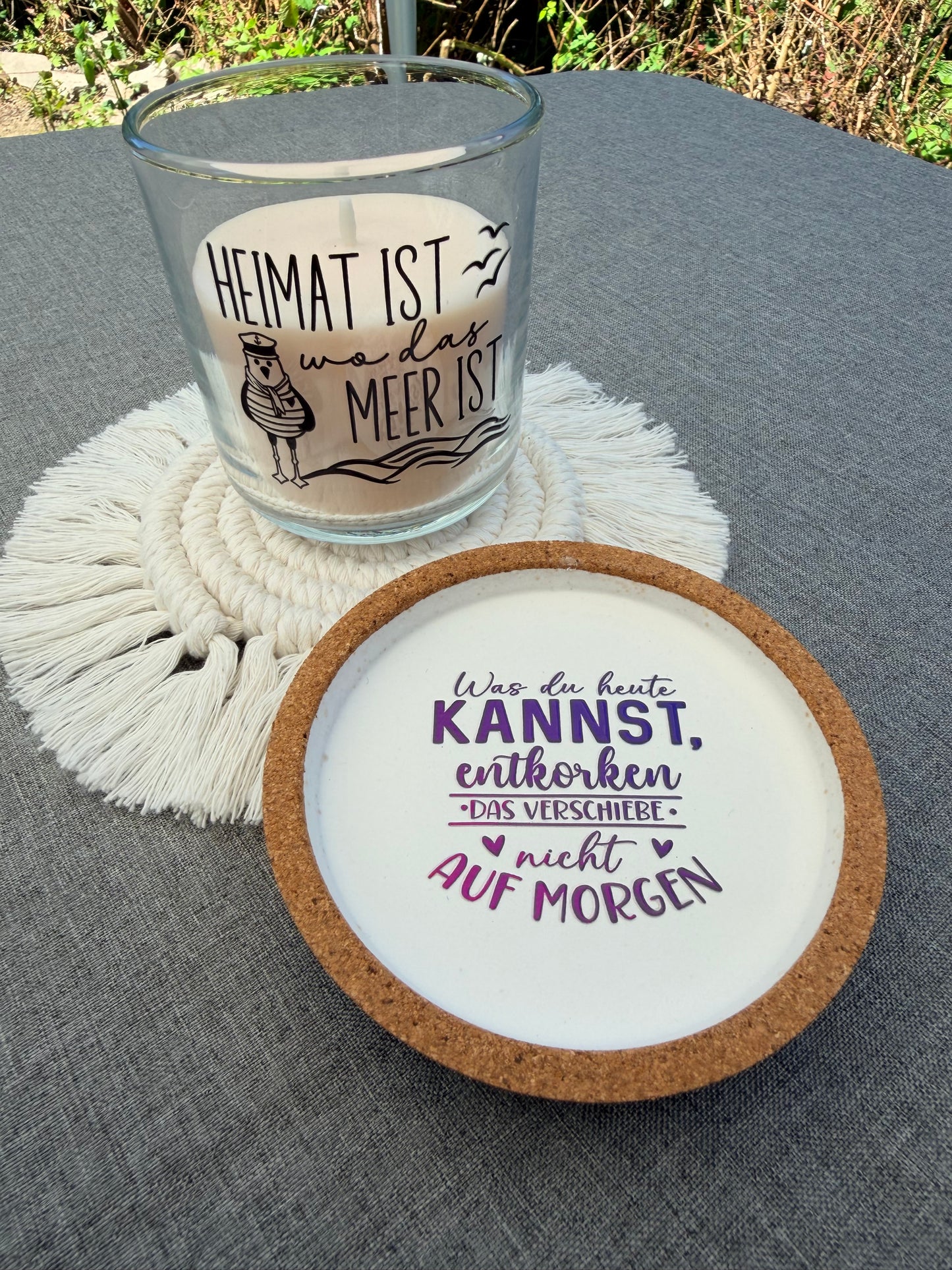 Handgemachter Kork Untersetzer | Wohn - Accessoires | Camping | Tisch - Deko | Maritim | verschiedene Motive