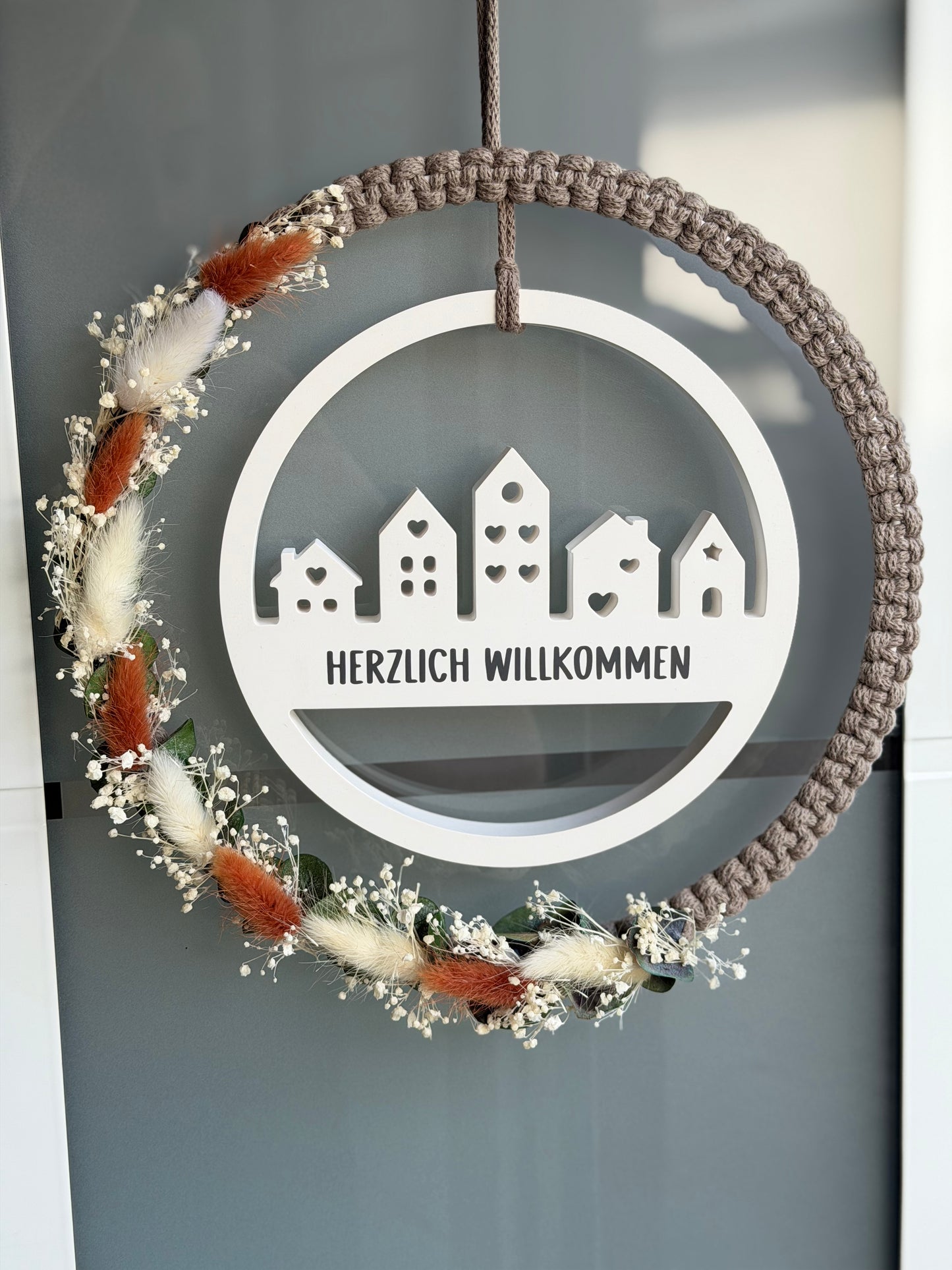 Häuserkranz | Türkranz | Trockenblumenkranz | Personalisiert