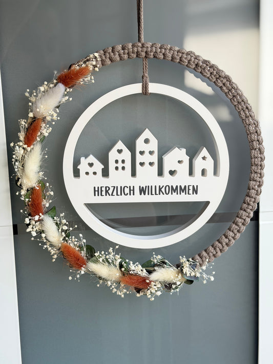 Häuserkranz | Türkranz | Trockenblumenkranz | Personalisiert