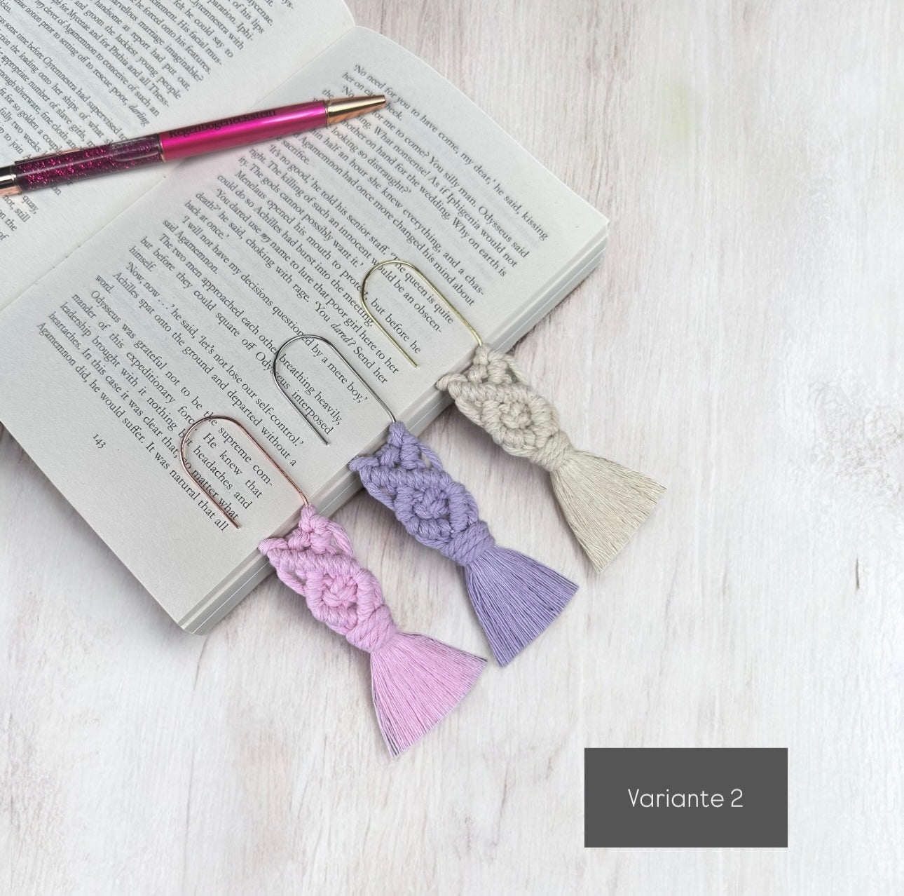 Lesezeichen Makramee Boho Blume
