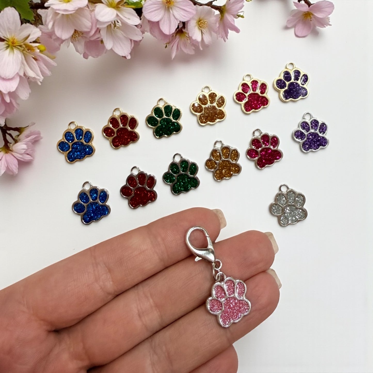 Pfote GLITZER Anhänger Silber & Gold