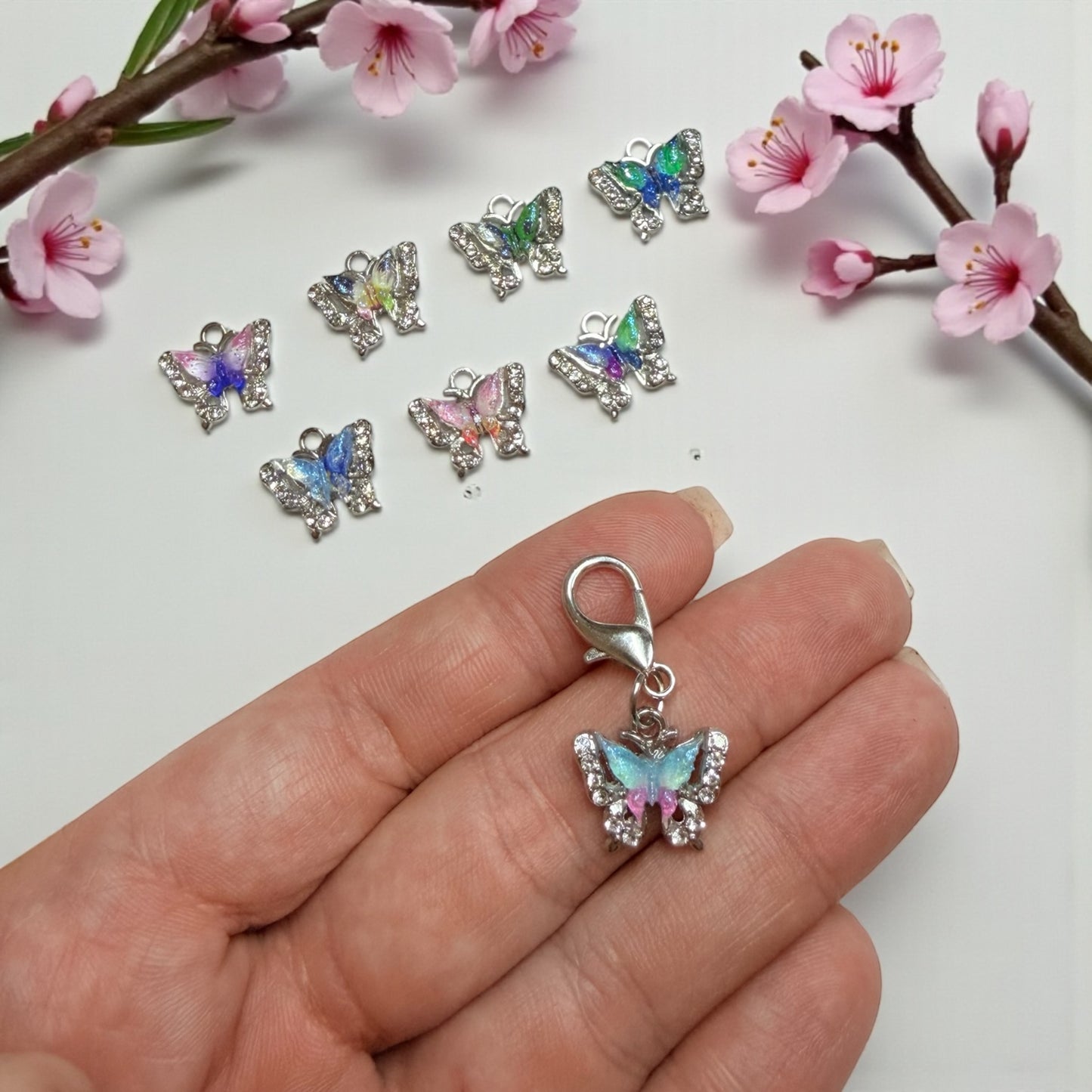 Schmetterling GLITZER Anhänger Silber