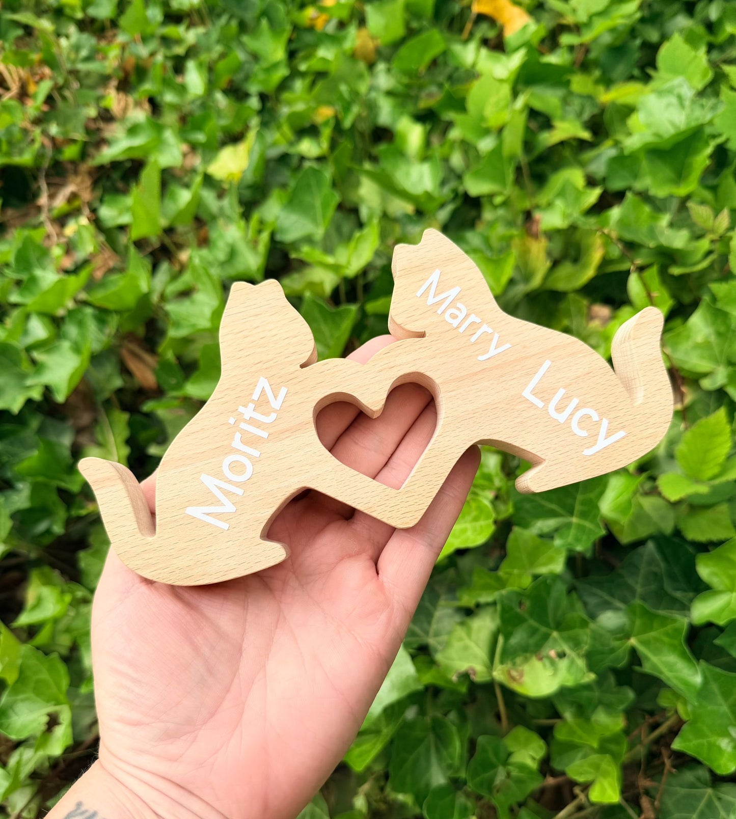Katzen mit Herz - Holz | Personalisierung | Deko |