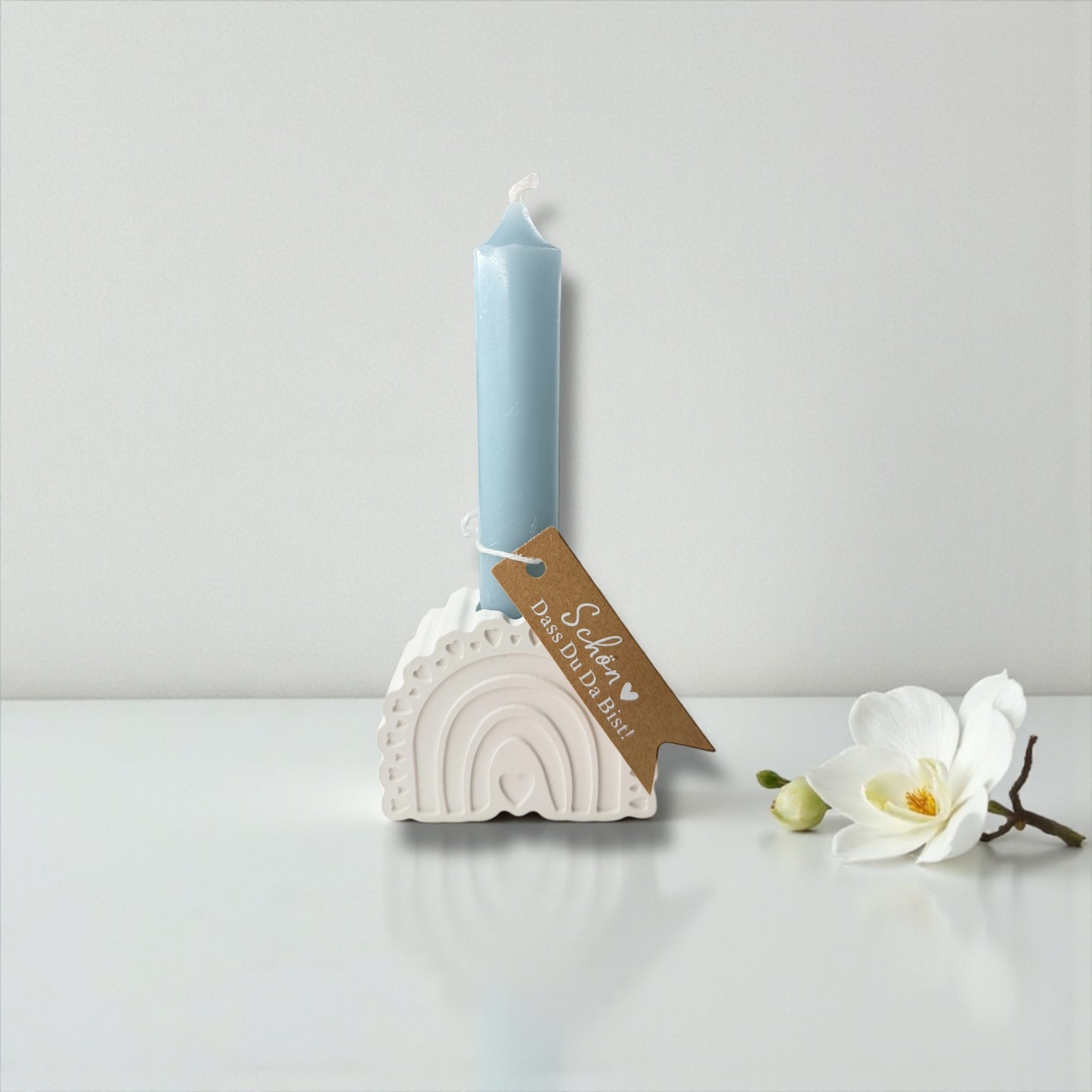 Geschenkset - Regenbogen Kerzenständer mit Kerze