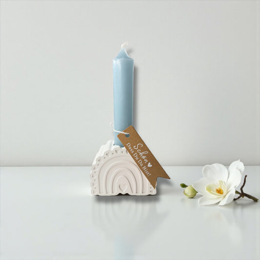 Geschenkset - Regenbogen Kerzenständer mit Kerze