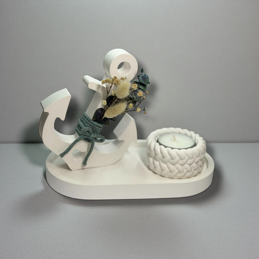 Tablett mit Anker & Teelichthalter - Set & Einzeln