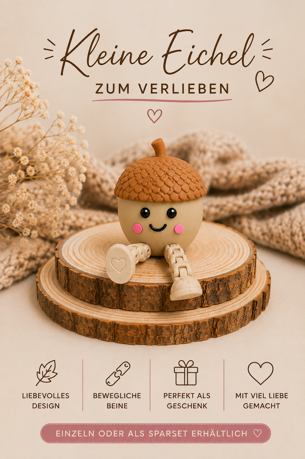 🍂 Herbstliches Flexi-Trio – Ahornblatt, Eichel & Pilz 🍄 Deko