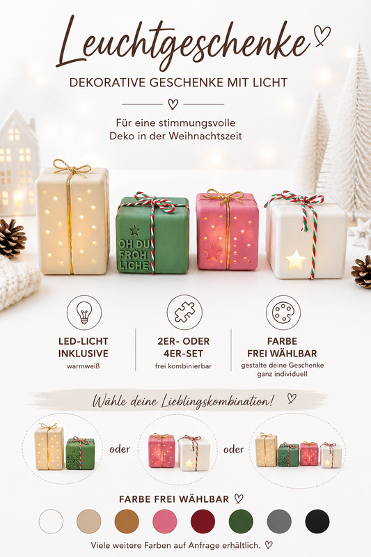 🎁 Leuchtgeschenke – Weihnachtsdeko mit warmweißem Licht ✨ Set verfügbar