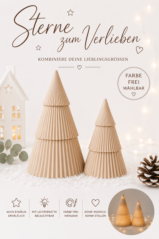 🎄 Leucht-Tannenbaum – geriffelte Weihnachtsdeko mit LED-Licht | 2er Set verfügbar