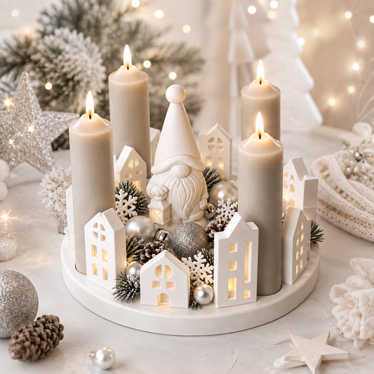 🤍 Winterliches Häuser-Set - mit passenden Kerzen & Lichterkette