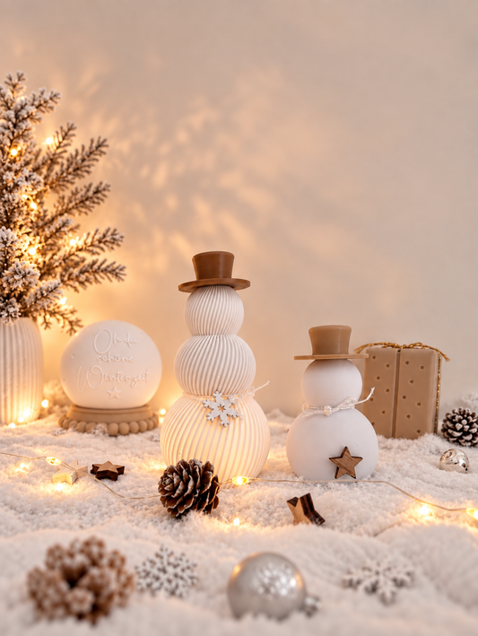 ⛄ Leucht-Schneemann – Weihnachtsdeko mit warmweißem Licht | Klein & Groß | 2er Set verfügbar | Ballonlicht inkl.