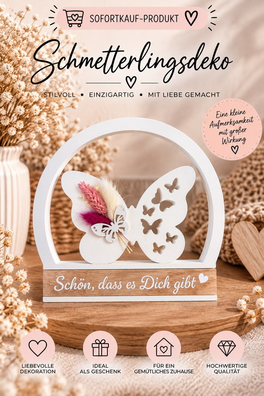 Sofortkauf Schmetterling im Bogen Trockenblumen | Personalisiert | Deko |