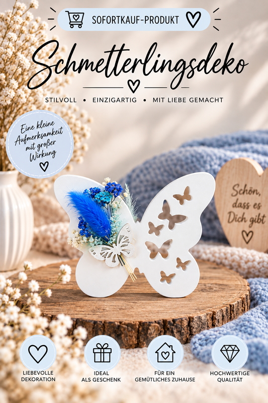 Sofortkauf Schmetterling - einzeln / blaue Trockenblumen | Deko |