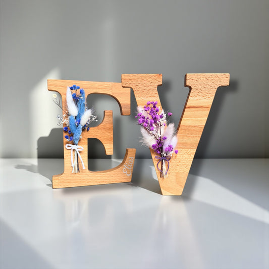 Holzbuchstaben | Trockenblumen / Personalisierung