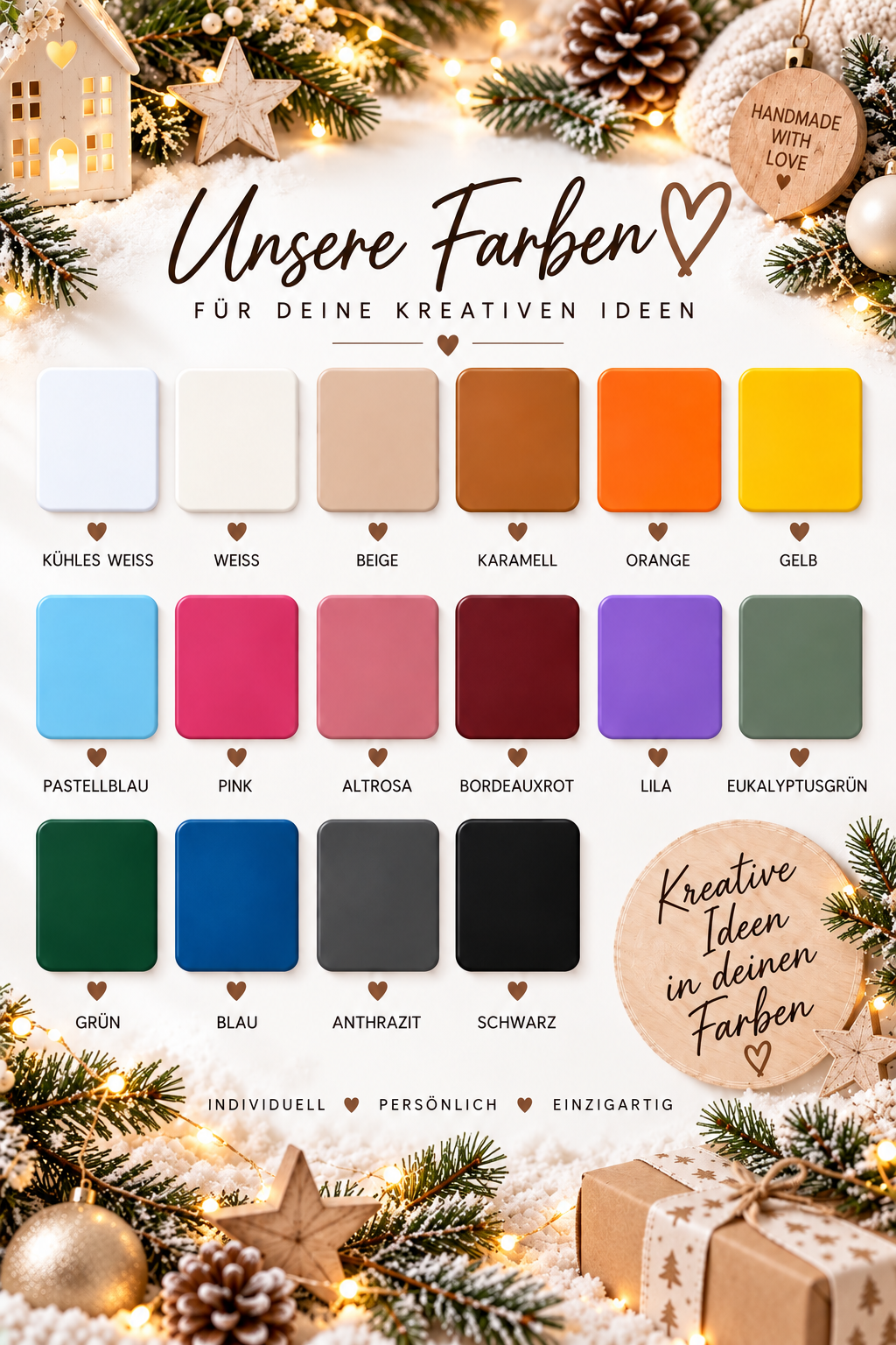 Sternenkranz Weihnachten | Winterzauber & Hirsch | Weihnachtsdeko zum Aufhängen | 3D Druck | Farben frei wählbar