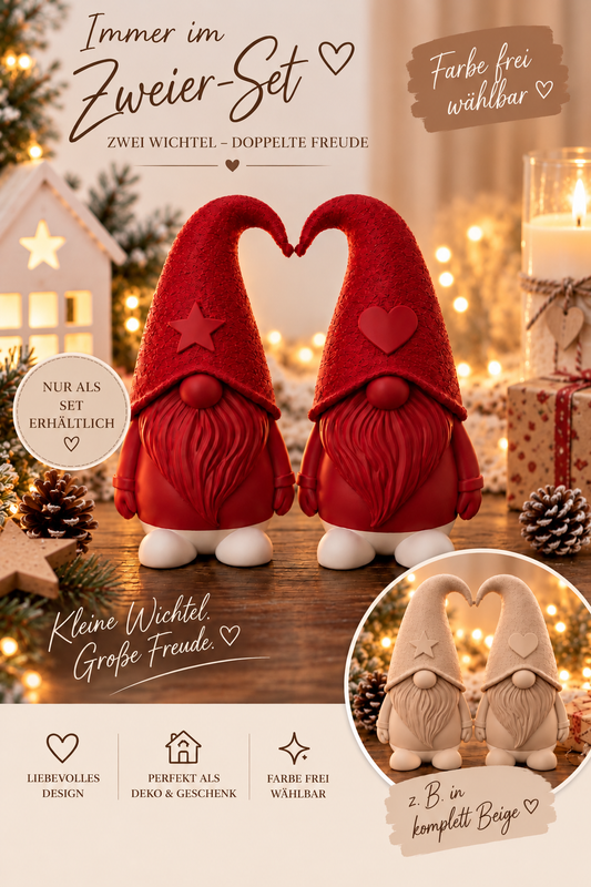 🎄 Große Weihnachtswichtel im 2er-Set | 12 cm | Wunschfarben | Weihnachtsdeko | Wichtel