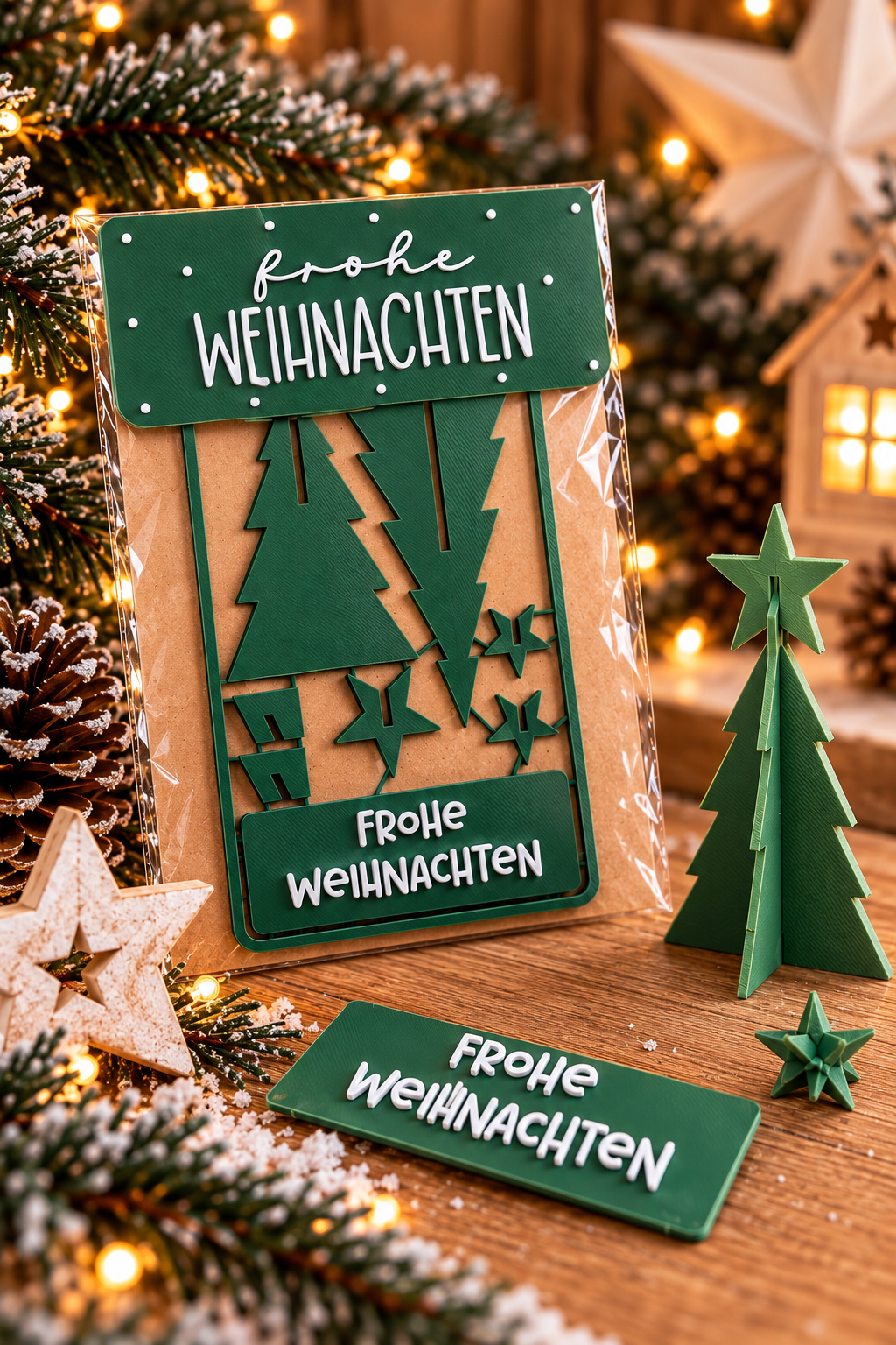 DIY Weihnachtskarten-Kit „Frohe Weihnachten“ | 3D Tannenbaum zum Zusammenstecken | Weihnachtsgeschenk | Mitbringsel