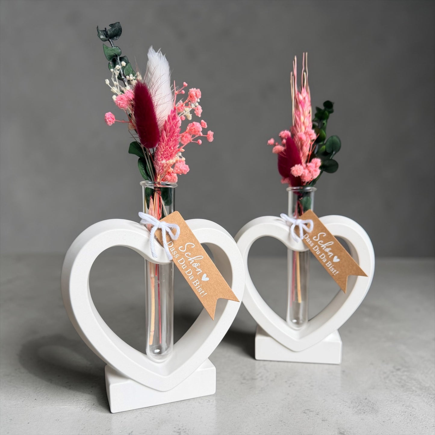 Herz Vase | Stehend / Schräg | Trockenblumen | Personalisiert